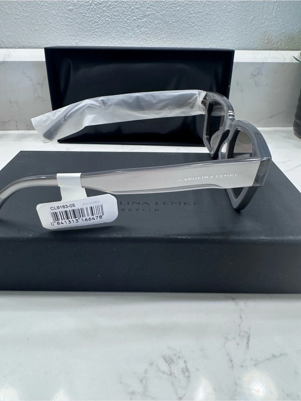 Carolina Lemke Berlin Square Sunglasses in Gray/Silver (retail $170)